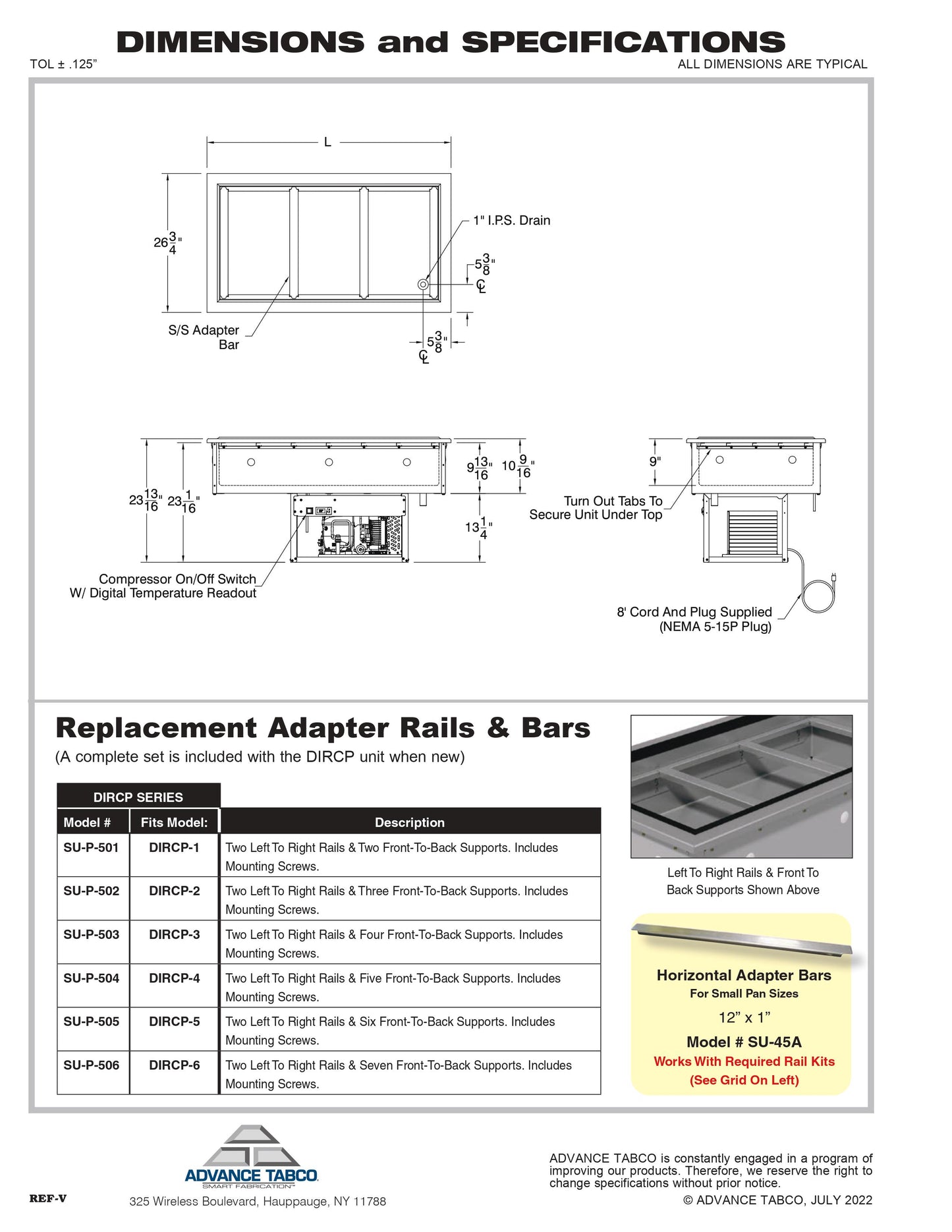 DIRCP-1: Cold Food Well Unit, Drop-In, Refrigerated