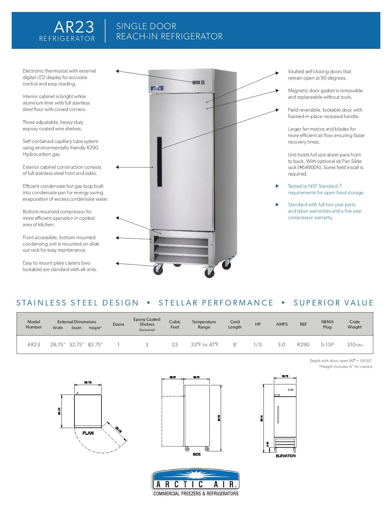 AR23: Refrigerator, Reach-In