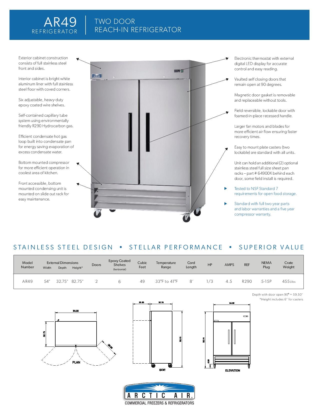 AR49: Refrigerator, Reach-In