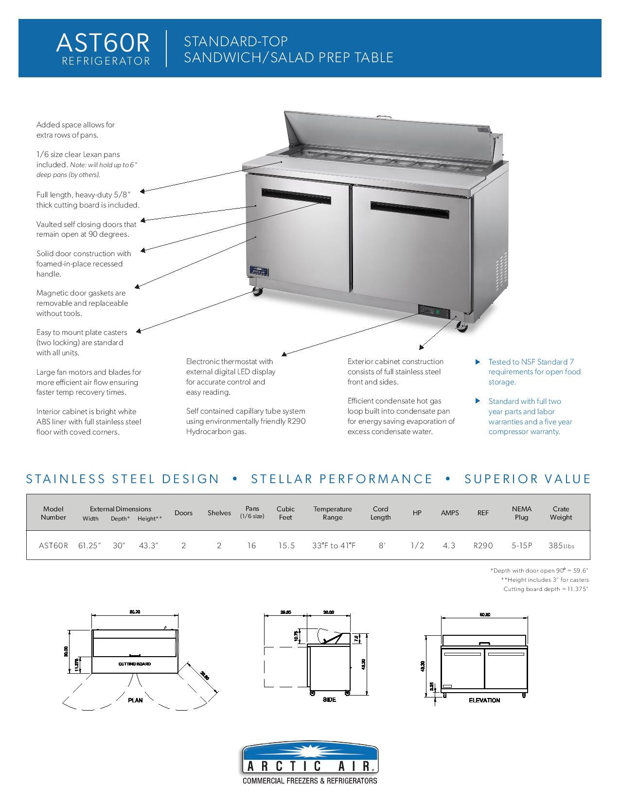 AST60R: Sandwich/Salad Prep Table