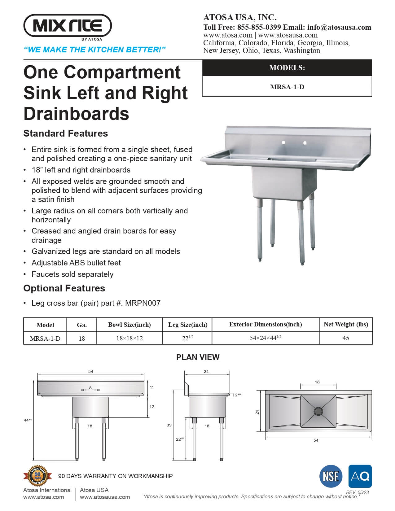 MRSA-1-D: Sink, One Compartment