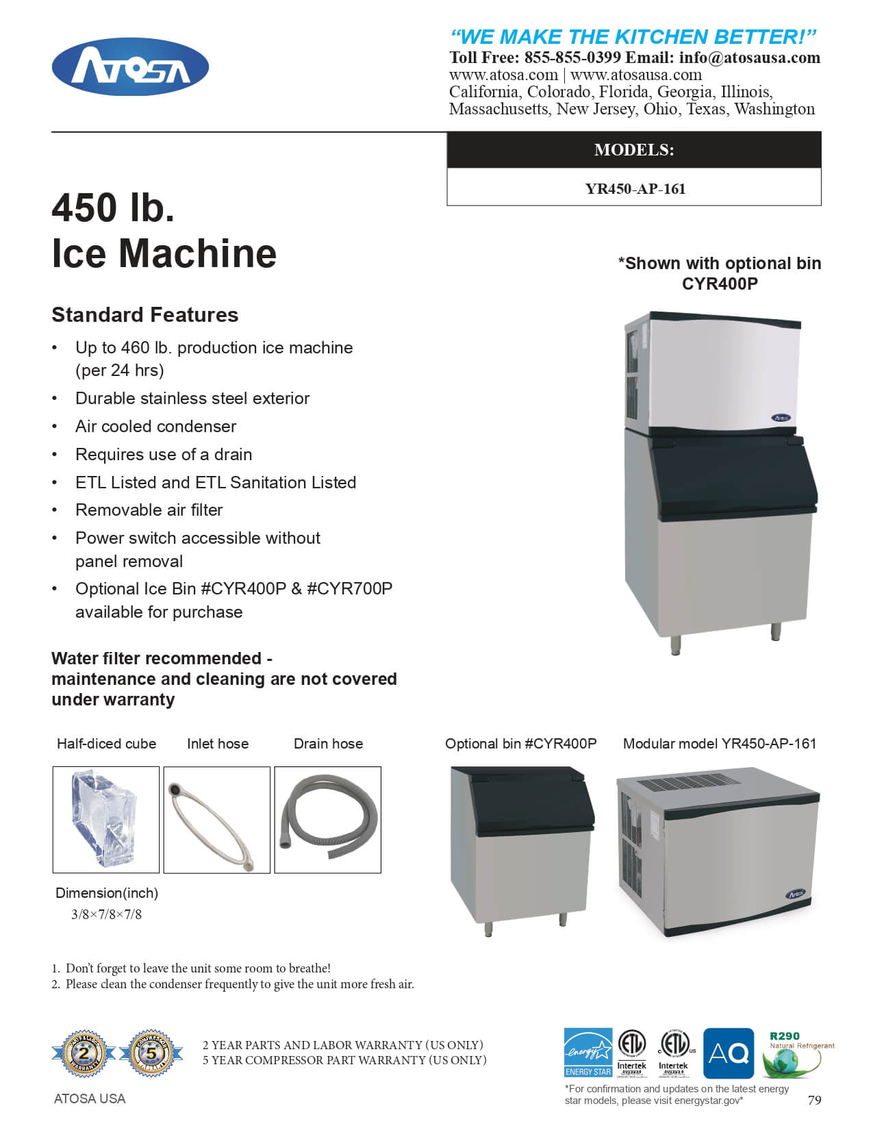 YR450-AP-161: Ice Maker, Cube-Style