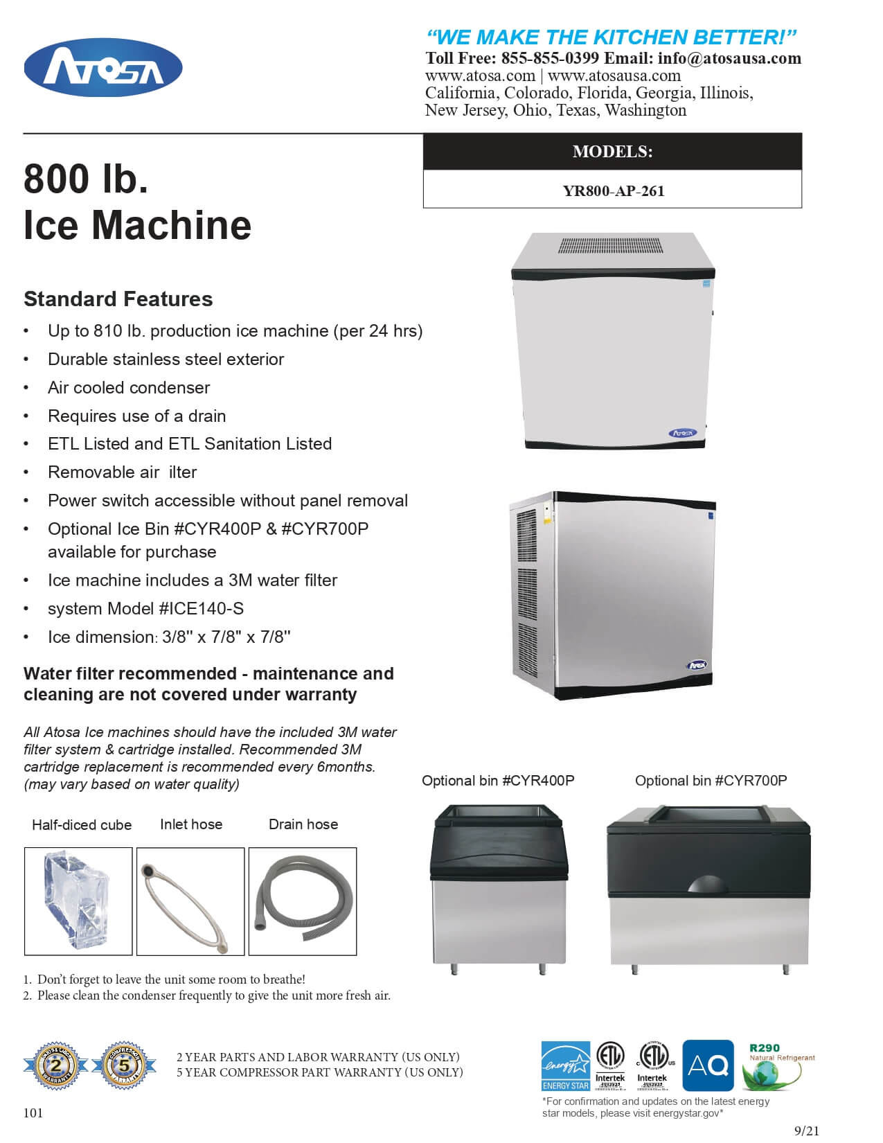 YR800-AP-261: Ice Maker, Cube-Style