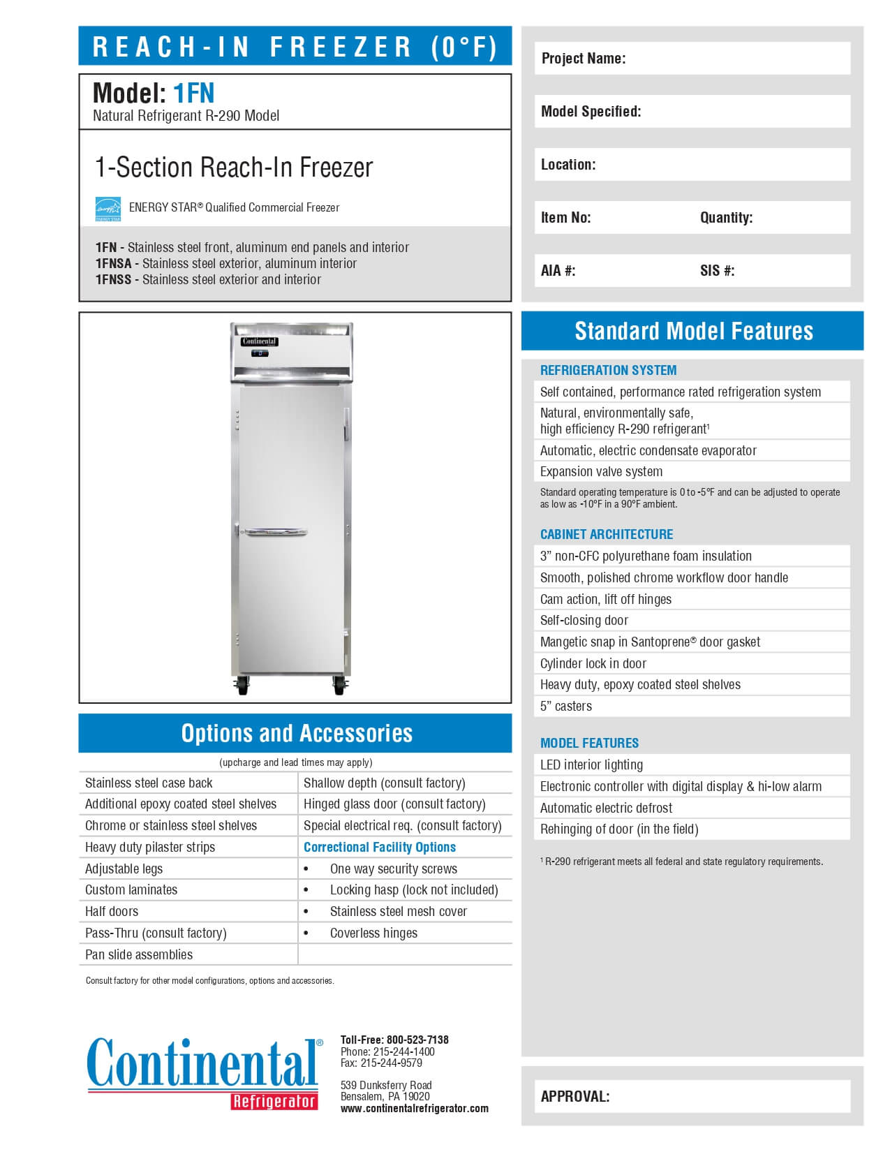 1FN: Freezer, Reach-In