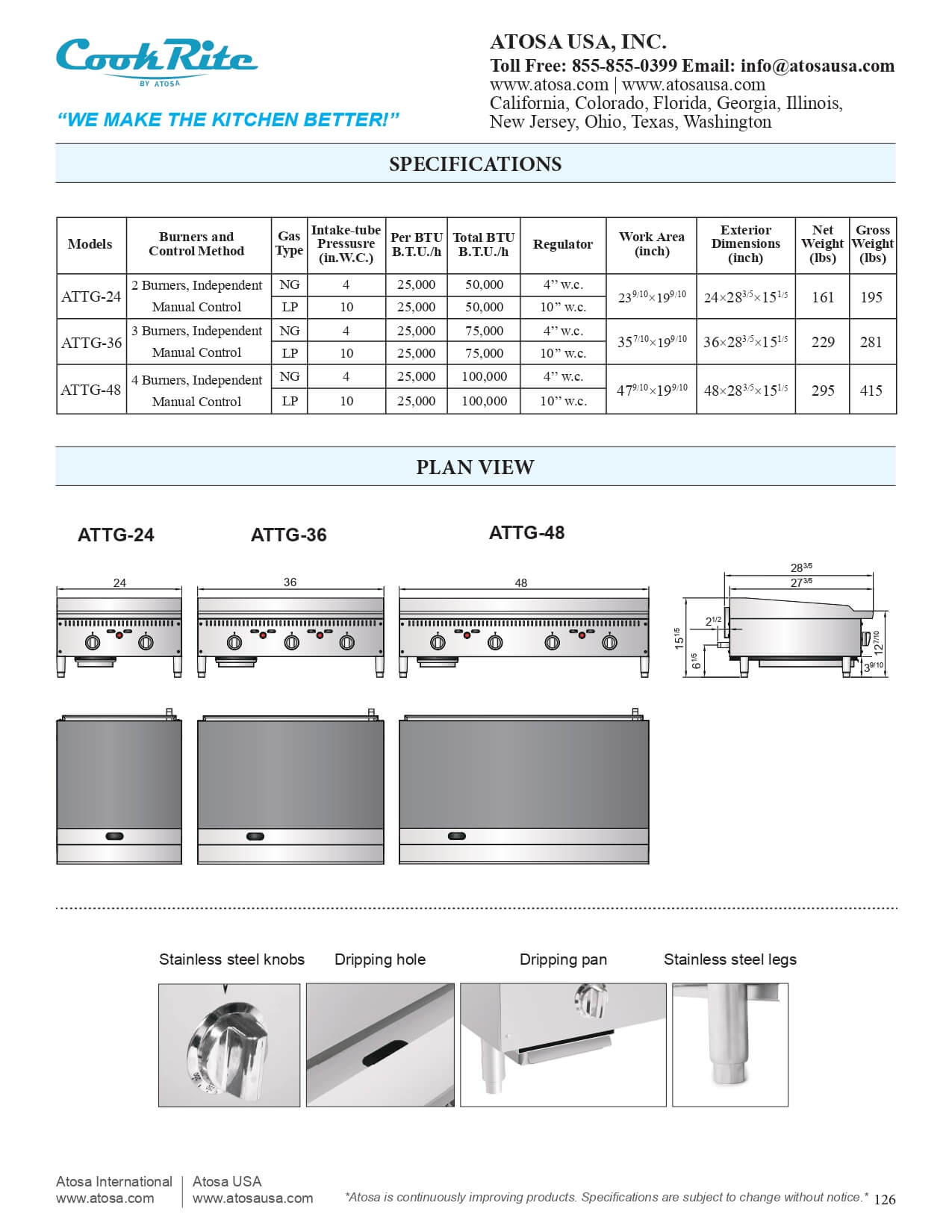 ATTG-24: Griddle, Gas, Countertop