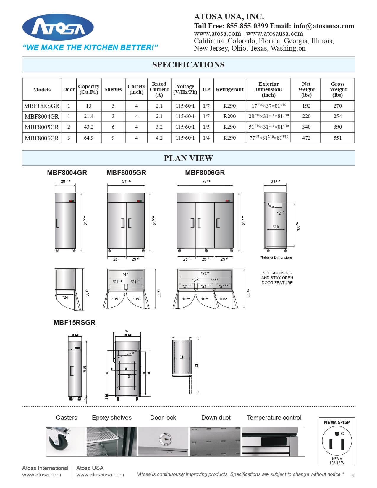 MBF15RSGR: Refrigerator, Reach-In