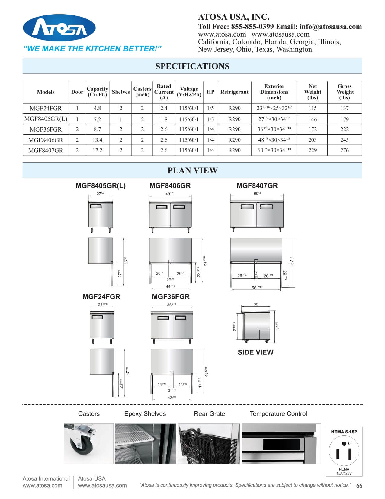 MGF8405GR: Undercounter Freezer, Reach-In