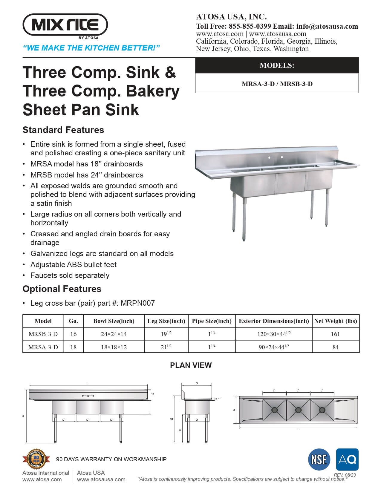 MRSA-3-D: Sink, Three Compartment