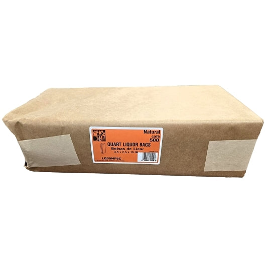 LQ35NP5C Ajm Quart Liquor Narrow Base Kraft Bag, 500 Count