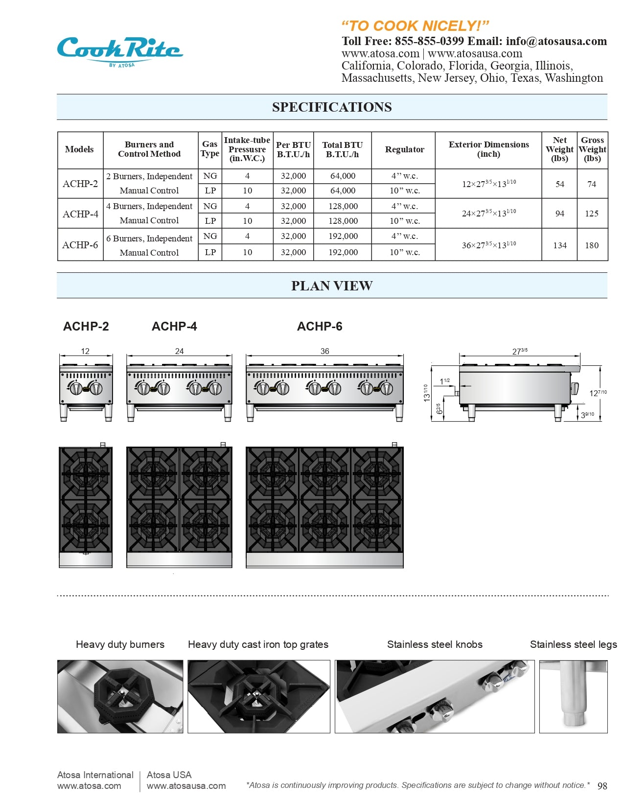 ACHP-6: Hotplate, Countertop, Gas