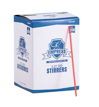 ECK525RD: Straws/Stirrers 5.25" Red Boxed 10 / 1000 cs