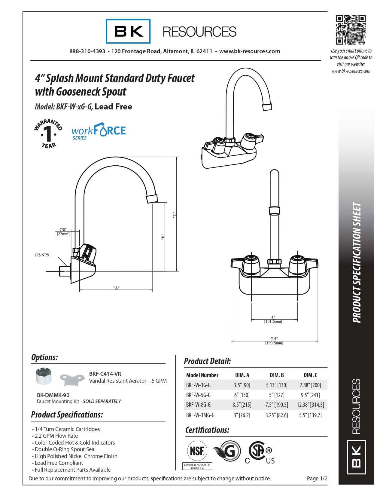 BKF-W-3G-G: Faucet