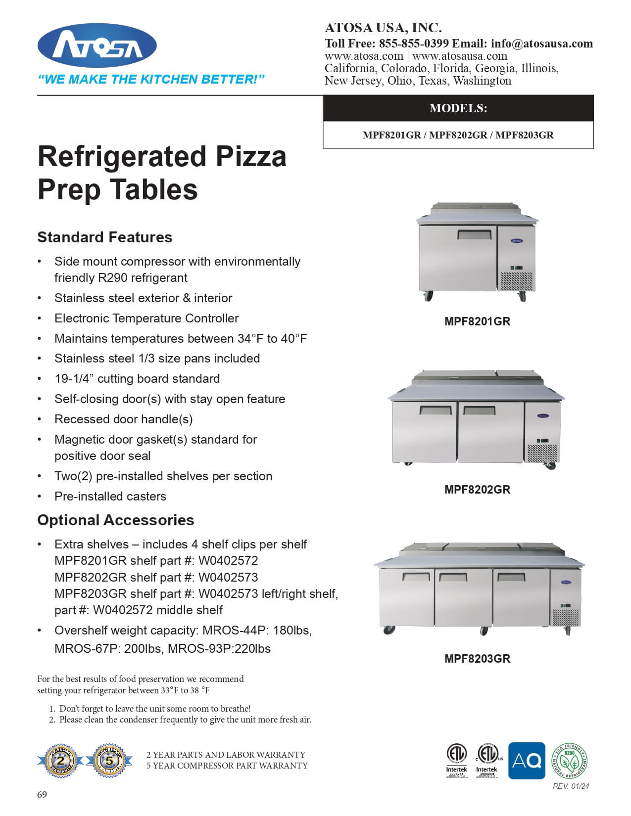 MPF8201GR: Pizza Prep Table