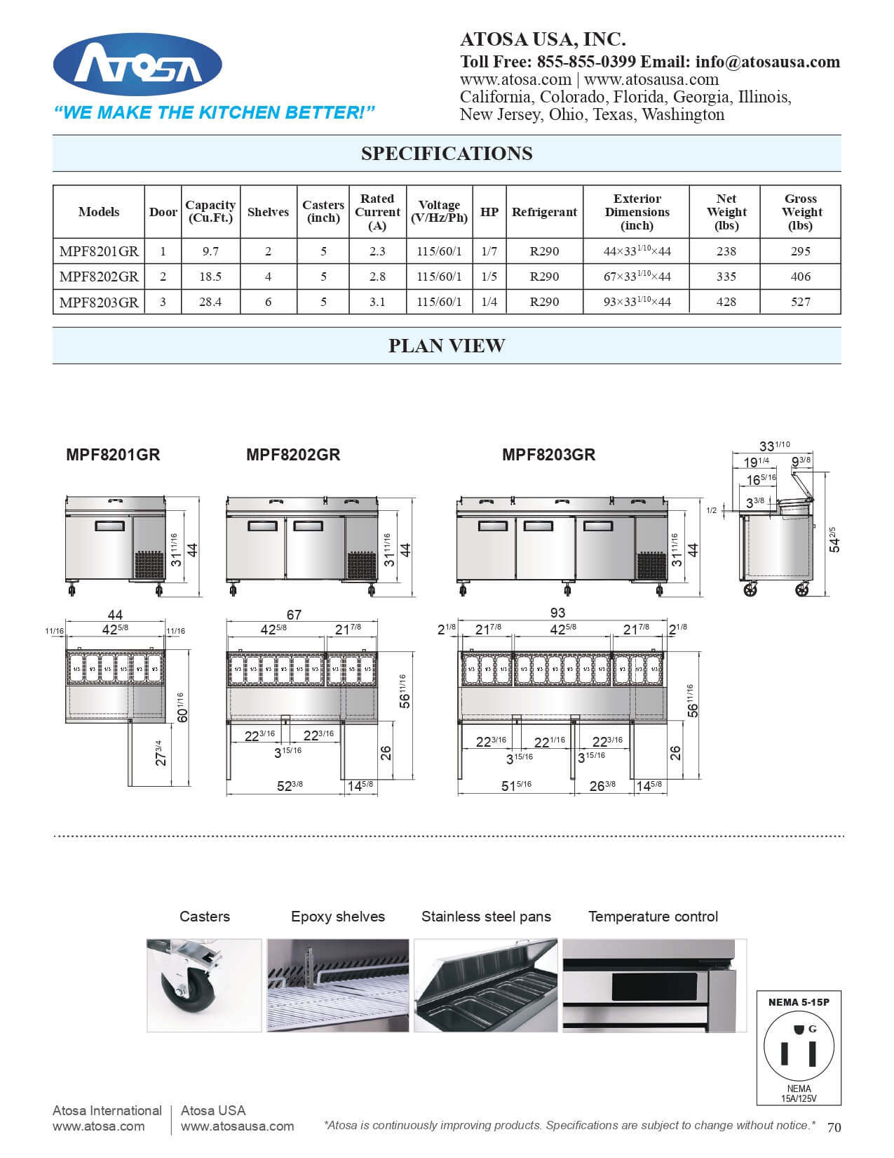 MPF8202GR: Pizza Prep Table