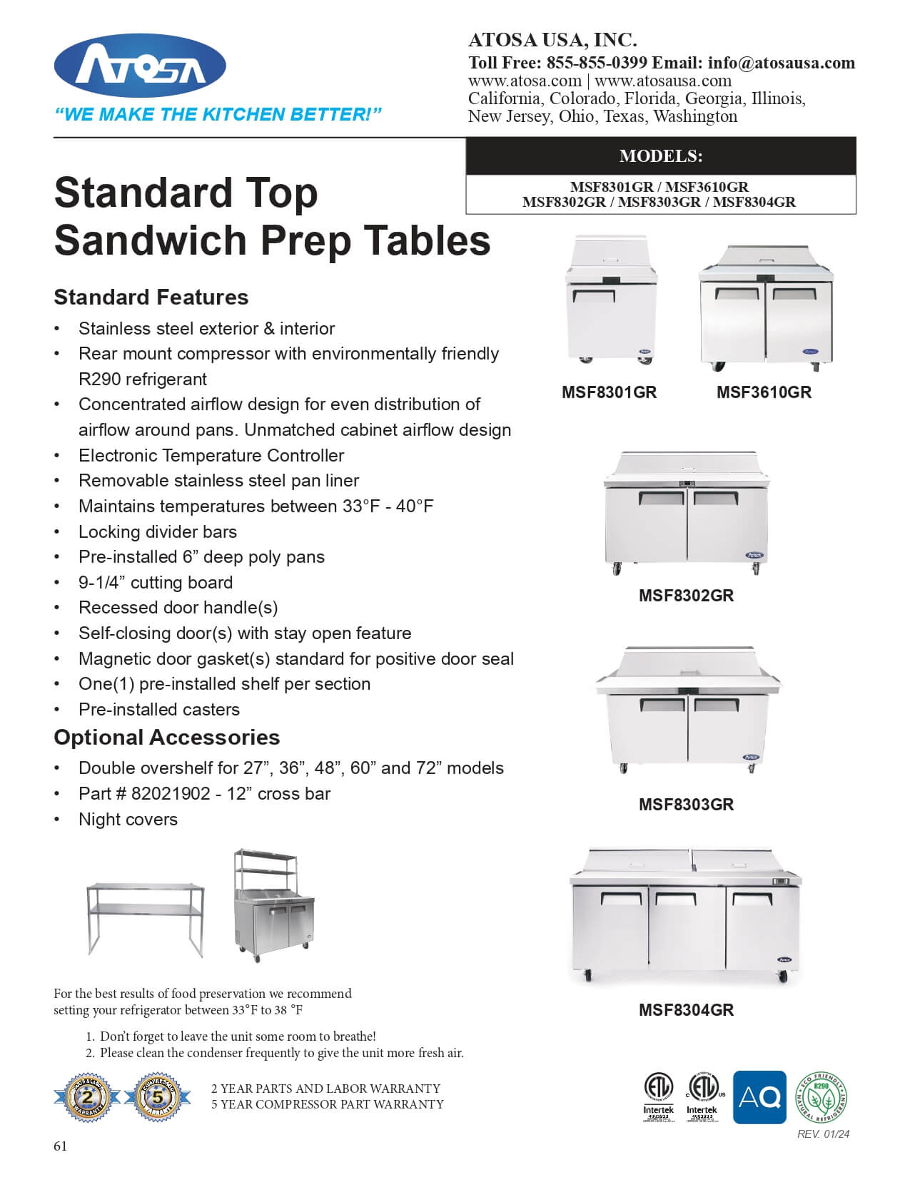 MSF8301GR: Sandwich/Salad Prep Table