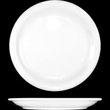 BR-7 7" White Plates7-1/4" dia., round, narrow rim, fully vitrified, microwave &amp; dishwasher safe, lead free, porcelain, European White, Brighton™