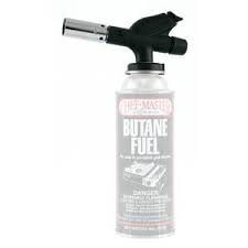 90014: Butane TorchProfessional Chef's Torch, anti-flare device, push button automatic ignition, adjustable flame control knob (up to 2,192°F/1,200°C), burns up to 3 hours per 8 oz. canister of Chef Master # 40062 Butane Fuel (sold separately), 4,873 BTU