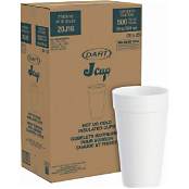 20J16 Dart J Drink Cups, 20 oz, White, PS, Insulated, Big Drink (25/Slv, 500/Ctn)